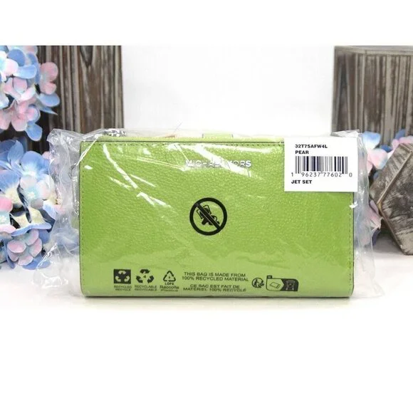 Michael Kors Pear Leather Adele Logo Double Zip Phone Wristlet NWT - Picture 5 of 5